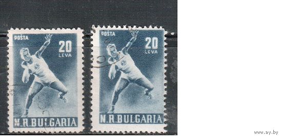 Болгария-1950, (Мих.751 А+С),  гаш.  , Спорт, 2 типа перф.