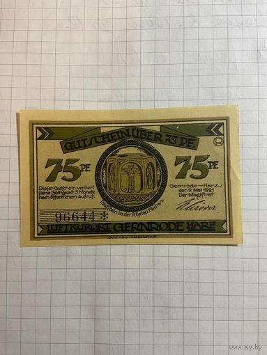 75 пфеннингов (нотгельды) г. Германия.
