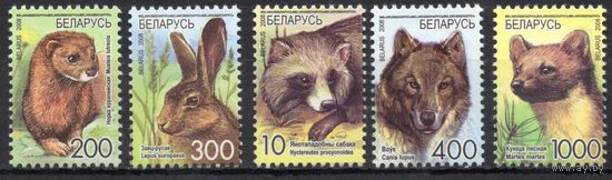 Беларусь 2008. Дикие животные. Звери. Бумага мелованная. 5 марок 724-28 (421)