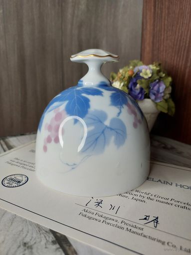 Фарфоровый коллекционный колокольчик Fukagawa, Япония, сертификат соответствия, клеймо