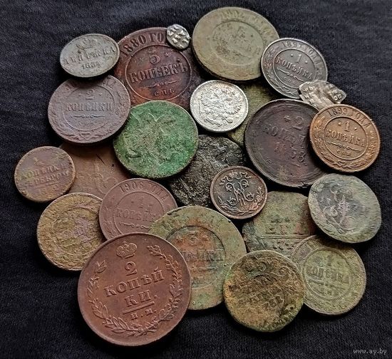 24 МОНЕТЫ РОССИЙСКОЙ ИМПЕРИИ (МЕДЬ, СЕРЕБРО)