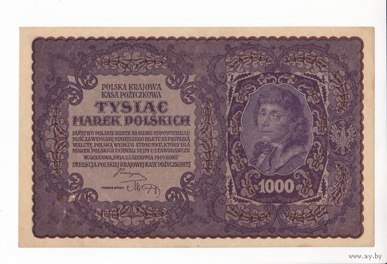 1000 МАРОК ПОЛЬСКИХ 1919 ПОЛЬША 2 СЕРИЯ