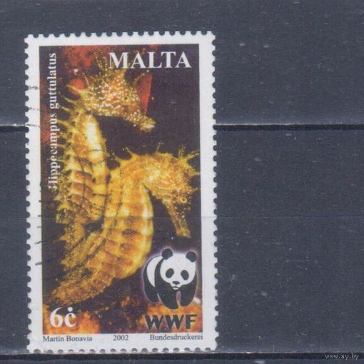 [1064] Мальта 2002. Морская фауна.Морской конек. Гашеная марка. 1