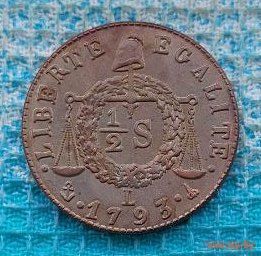Франция 1/2 соля 1793 года, L. Первая Республика консул Наполеоном Бонапартом. Предложи свою цену или обмен!