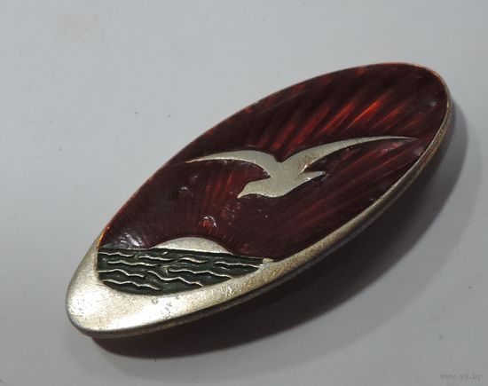 Брошь "Чайка" СССР. Размер 2.5-5.8 см. Алюминий.