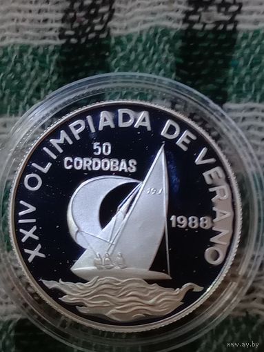 Никарагуа 50 Кордоба 1988 Олимпийские игры парусный спорт серебро