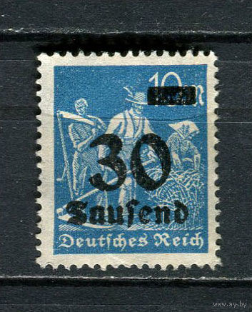Рейх (Веймарская республика) - 1923 - Надпечатка нового номинала 30 Tsd на 10 M - [Mi.284] - 1 марка. Чистая без клея.  (Лот 71Gf)-T2P25