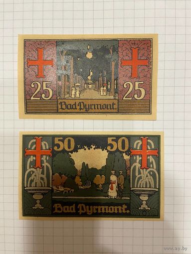Нотгельд 25-50 пфеннигов. Германия. Веймарская республика Бад Пирмонт-0201