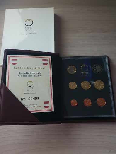 Австрия 2004 г. PROOF Официальный набор монет евро от 1 цента до 2 евро (8 монет; 3,88 евро)