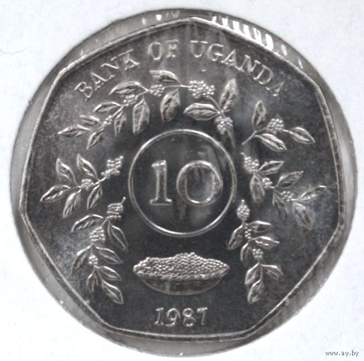 Уганда 10 шиллингов 1987 год