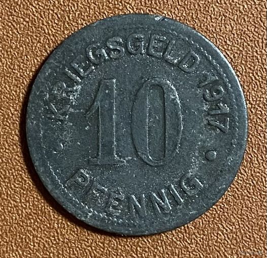 Монета 10 пфеннигов 1917 год. Ботроп. Веймарская республика