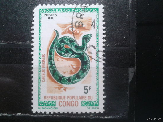 Конго (Браззавиль), 1971. Зеленая ночная гадюка