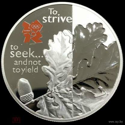 5 фунтов 2010 серебро 925пр 28,28г Британский дуб Великобритания