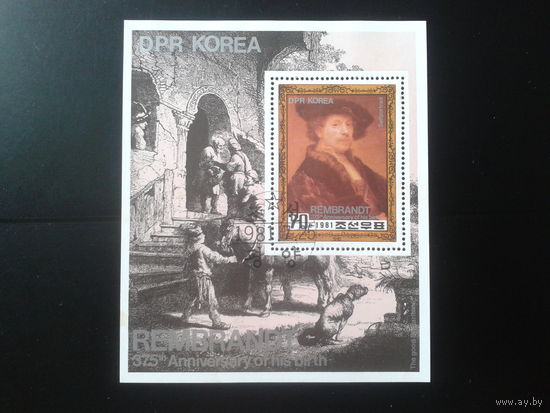 КНДР 1981 Рембрандт, живопись Блок Михель-4,0 евро гаш.