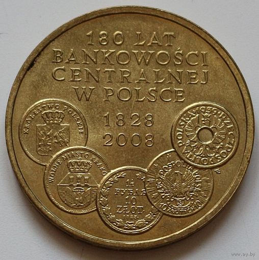 Польша 2 злотых 2009 год "180 лет центральному банку Польши"