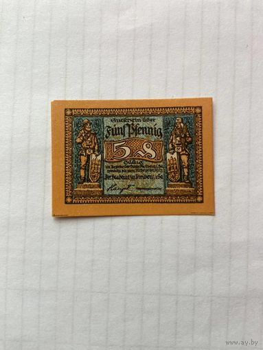 5 пфенигов (нотгельды) г. Германия Фрайберг-1402