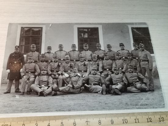 Почтовая карточка, фотография с изображением группы солдат, ПМВ.