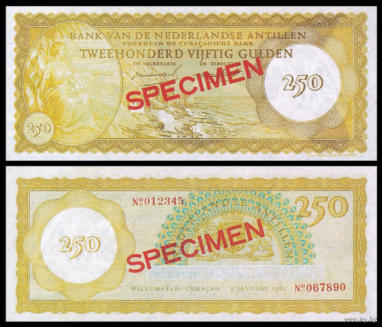 [КОПИЯ] Кюрасао 250 гульденов 1962г. (образец) водяной знак
