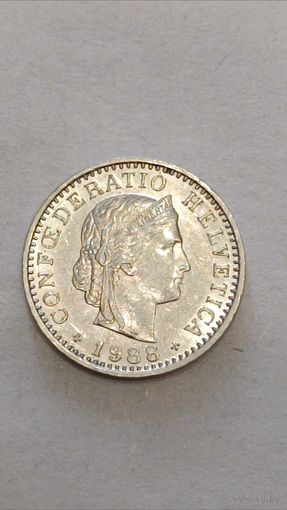 Швейцария. 20 раппен 1988 года. (2)
