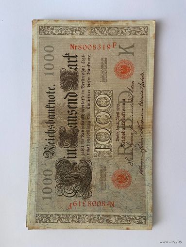1000 марок Германской империи- красная печать
