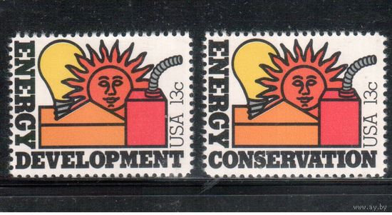 США-1977, (Мих.1315-1316) , ** , Сохранение энергии(полная серия)