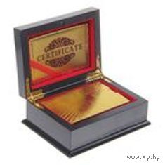 Карты игральные пластик колода 54 шт 500 евро золото в шкатулке