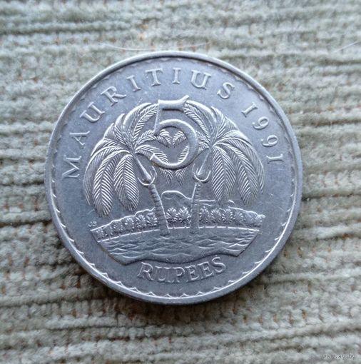 Werty71 Маврикий 5 рупий 1991