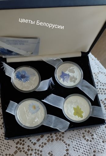 Цветы Беларуси, Василек, колокольчик, калужница, кувшинка.Серебро комплек
