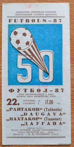 Даугава Рига - Пахтакор Ташкент  1987 год