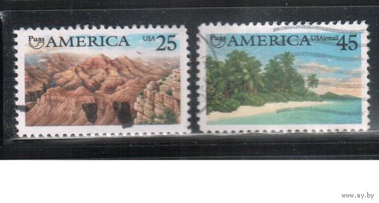 США-1990, (Мих.2111-2112),   гаш. ,Америка, Гранд-каньон, Карибы  (полная серия)(1)