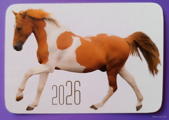 Лошадь. Календарик, глянец, 2026. Траско