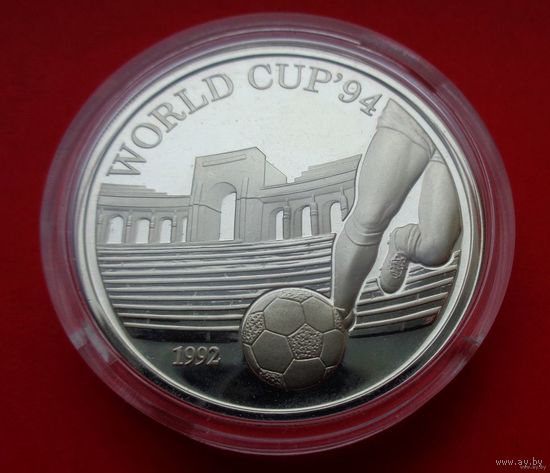 Самоа 10 тала 1992 Чемпионат мира по футболу 1994, США! Серебро 925 пробы 31,86 грамм 0,948 унции! ОБМЕН!