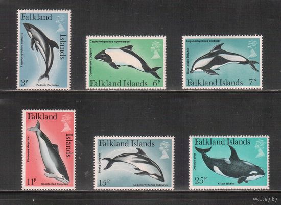Фолклендские острова-1980(Мих.295-300) , ** , Морская фауна,Дельфины (полная серия)