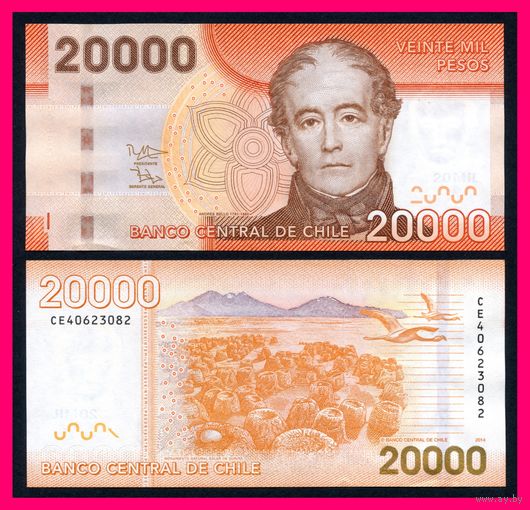 Чили 20000 песо 2014 г. (P-165e, UNC) Чили 20 000 песо 2014 г.