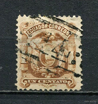 Эквадор - 1881/1887 - Герб 1С - (есть тонкое место) - [Mi.8] - 1 марка. Гашеная.  (LOT DP32)