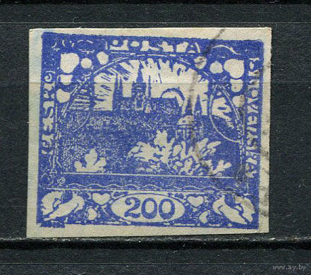 Первая Чехословацкая республика - 1918/1919 - Пражский Град 200H - [Mi.9a] - 1 марка. Гашеная.  (Лот 54GP)-T41P29