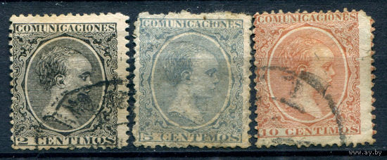 Испания (Королевство) - 1899г. - король Альфонсо XIII - 3 марки - полная серия, гашёные [Mi 202-204]. #1-Sp-21-A-1