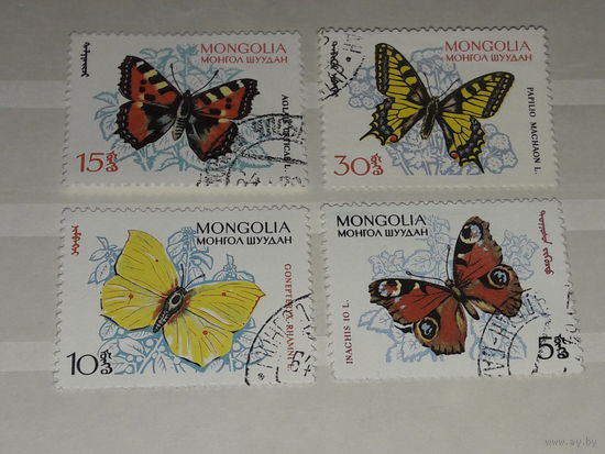 Монголия 1963 Фауна. Бабочки. 4 марки