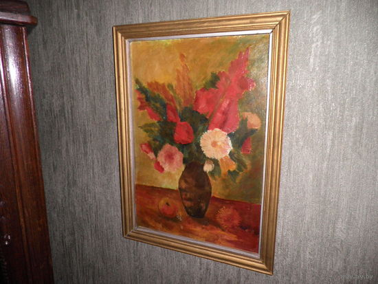 Картина Натюрморт,Н/Х,картон,масло.70-е г.С рубля