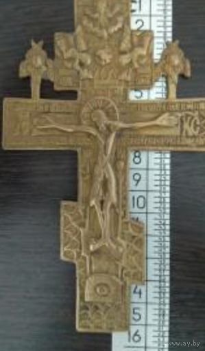 Крест Распятие с молитвой и Херувимами, 19 век. С рубля без мнц!