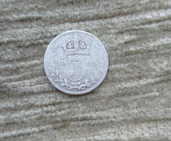Werty71 Великобритания 3 пенса 1893 Виктория серебро