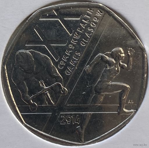 Великобритания 50 пенсов 2014 г. Игры Содружества 2014. Глазго. В холдере