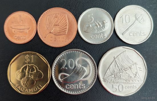 Фиджи 1, 2, 5, 10, 20, 50 центов 1 доллар 2001-2010 года ( 7 монет).