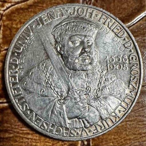 РЕДКАЯ МОНЕТА 2 марки 1908 год. 350 лет Йенскому университету. Саксен-Веймар-Эйзенах. Германская империя.