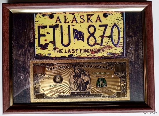 Панно с сувенирной банкнотой 1 миллион долларов.