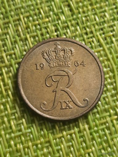 Дания 2 эре 1964 г ( латунь ,  редкий номинал в этом металле )