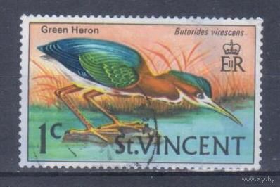 [2076] Сент-Винсент 1970. Фауна.Птицы.Зеленая кваква. Гашеная марка.