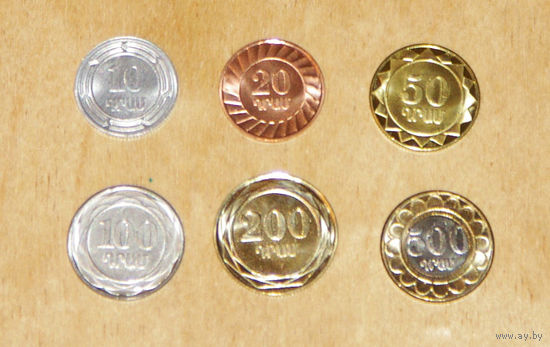 Армения компл 6 монет 10 20 50100 200 500 драм 2003-2004 UNC