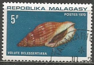 Республика Мадагаскар. Ракушка молюска Волюта. 1970г. Mi#618.