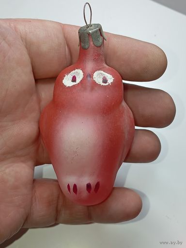 Ёлочная игрушка  - Сова . СССР  . Стекло .